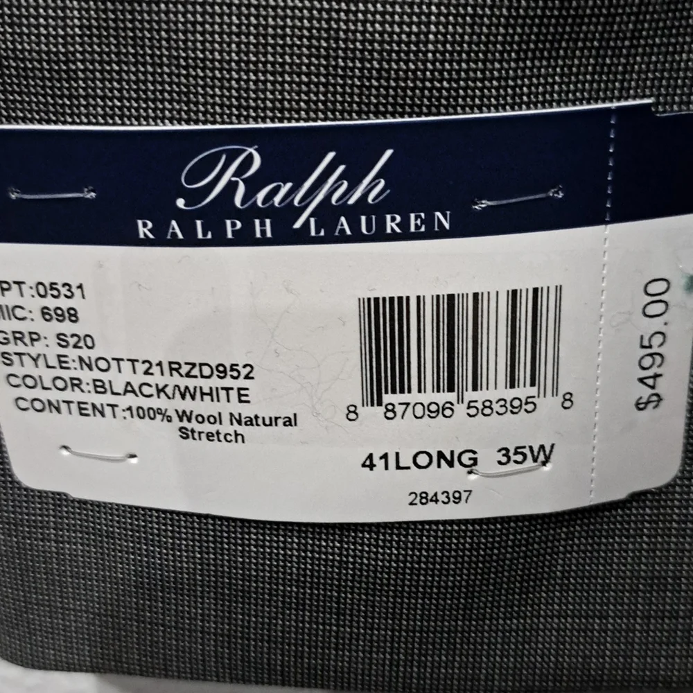 Ralph Lauren 100% Flat Front Solid Wool Suit